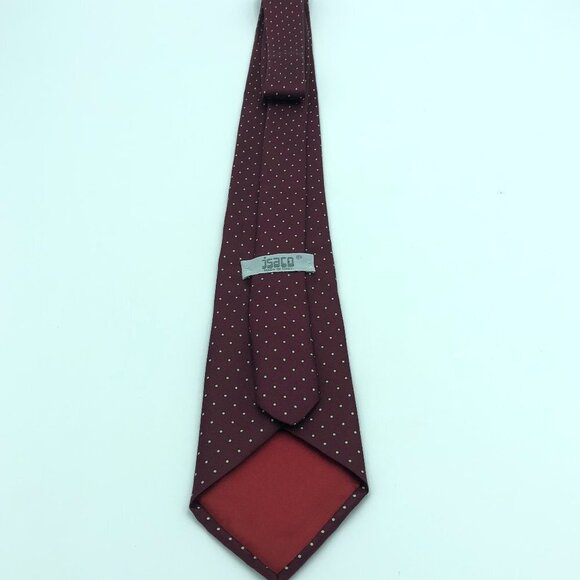 Isaco Red White Silk Tie - Picture 2 of 4